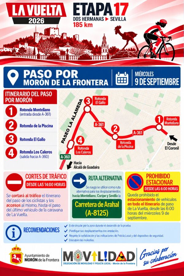 El Ayuntamiento recomienda planificar los desplazamientos con antelación y recuerda que estará prohibido estacionar en todo el itinerario desde las 6:00 horas